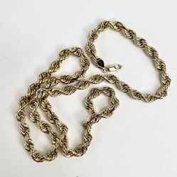 10k Yellow Gold 7mm Rope Chain Necklace 24”