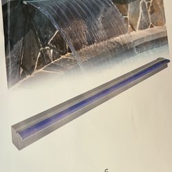 Colors LED Lights, Stainless Steel Pond Fountain Set for Outdoor Decorations, Patio Waterfall Spillway Kit on The Wall for Garden, Easy Installation