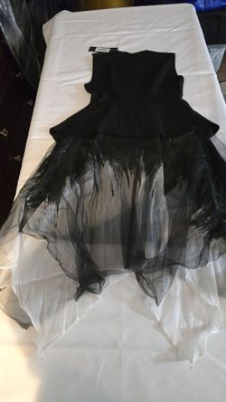 S/DEER Black Peplum Layered Dress Asymmetrical Skirt