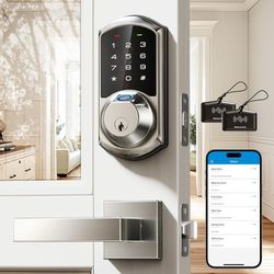 Veise Fingerprint Smart Locks for Front Door with 2 Lever Handle