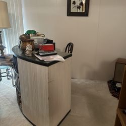 Vintage Curved Desk W/bookshelves 