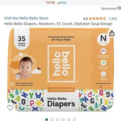 Hello Bello Baby Diapers - Newborn Sleepy Sloths - 140 Count 4 Packs