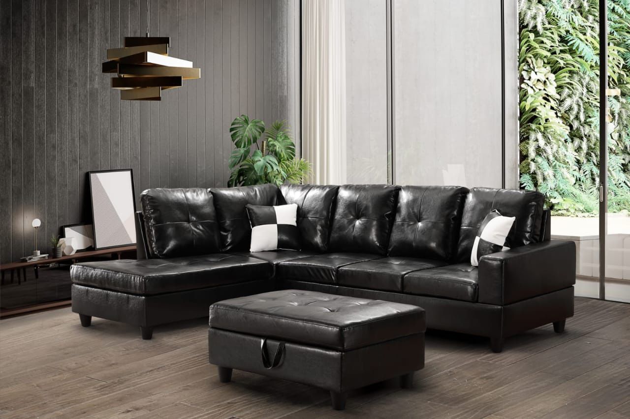BRAND NEW SECTIONAL COUCH WITH STORAGE OTTOMAN