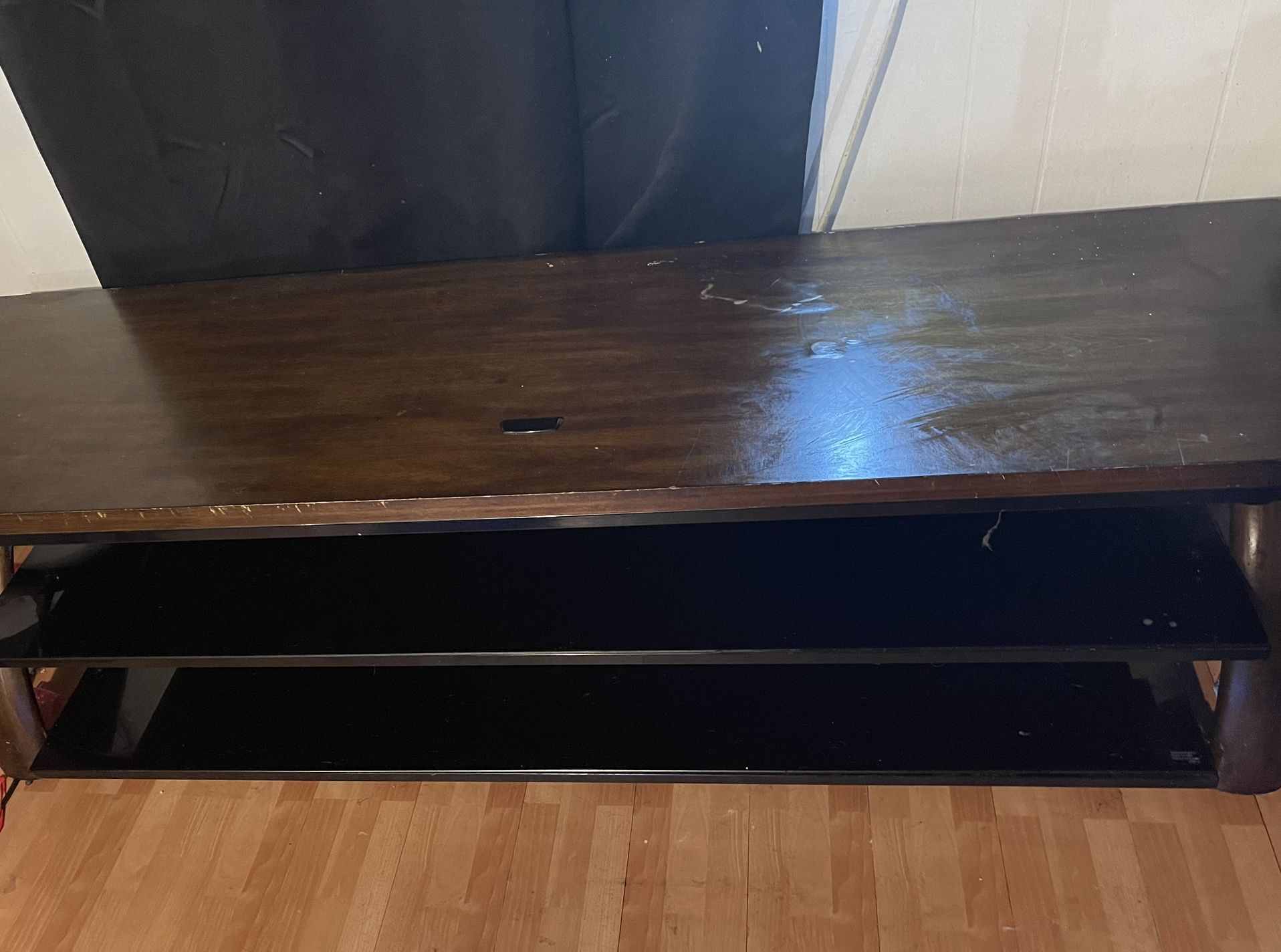 70” TV Entertainment Center, Tempered Glass Shelves