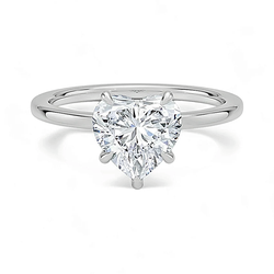 1.00 Carat White Gold Solitaire Engagement Ring with IGI Certified Heart Shape Lab Grown Diamond.