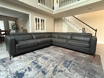 Gray Leather Sectional