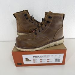 Brunt Marin 6” Comp Toe Unlined Mens Sz 9 Work Boot Oil Slip Resist With Wax