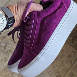 Vans Old Skool Platform Suede Dark Purple/Maroon Shoes 