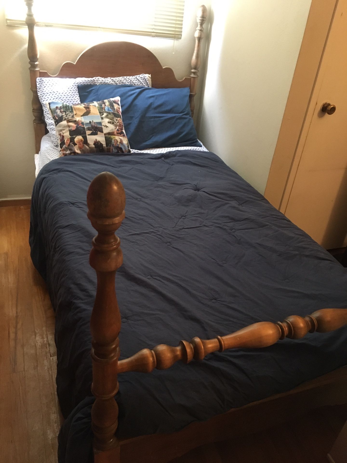 Twin Bed, With Boxspring And Mattress