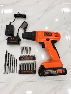 New! Black & Decker Drill (Includes 30 bits, battery & Charger)