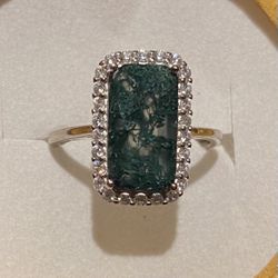 Moss Agate Ring S925