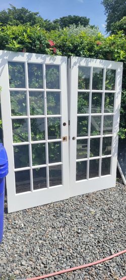 2 exterior solid wood non-impact double doors so separately exactly 36x36x80