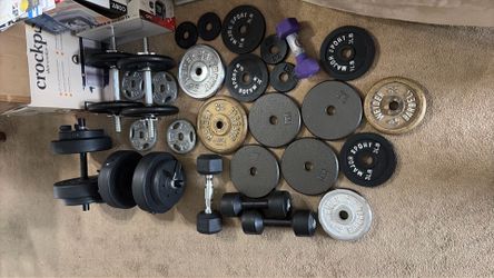 Weightlifting Plates Curl Bar Dumbbells