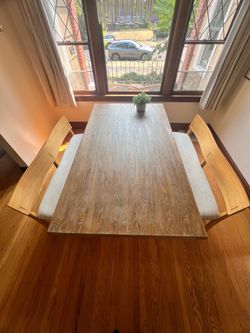 Dining room table with two benches