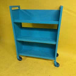 Vintage metal library rolling book cart home decor office furniture bookcase kids room