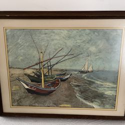 Vincent van Gogh's painting, "Fishing Boats on the Beach at Saintes-Maries-de-la-Mer"
