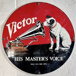 RCA Victor porcelain enamel sign