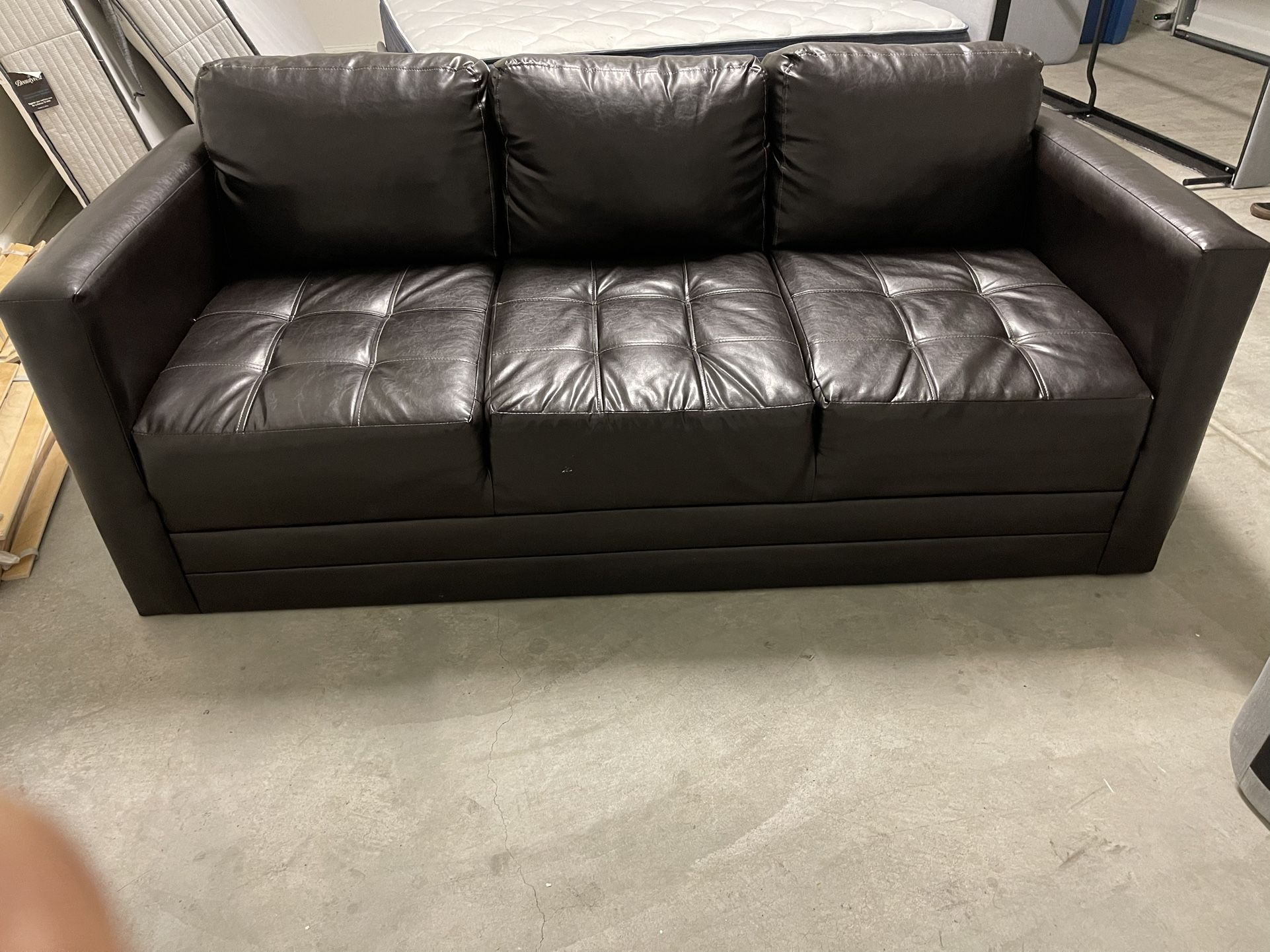 Brown Leather Couch 3 Seat 