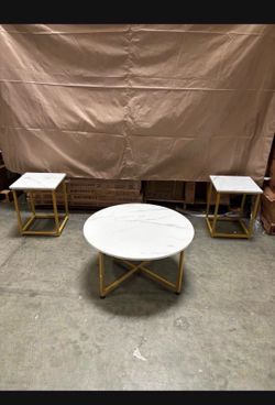 New Assembled Coffee Table with 2-Piece End Tables