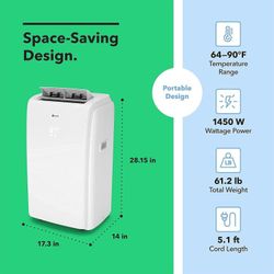 Vremi 12,000 BTU Portable Air Conditioner, w/ Cooling Fan, Filter, Auto Shut
