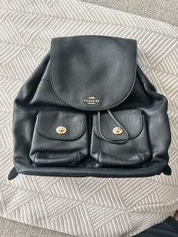 Coach Black Leather Backpack