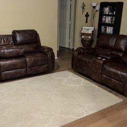 Brand New Reclining Leather Sofa And Loveseat Cash Deal 