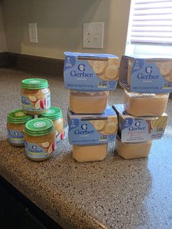 Baby food. Fruit flavored banana and apple
