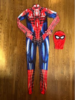 Spider-Man Womens Red and Blue Full Bodysuit with Mask Costume Jumpsuit 3XL