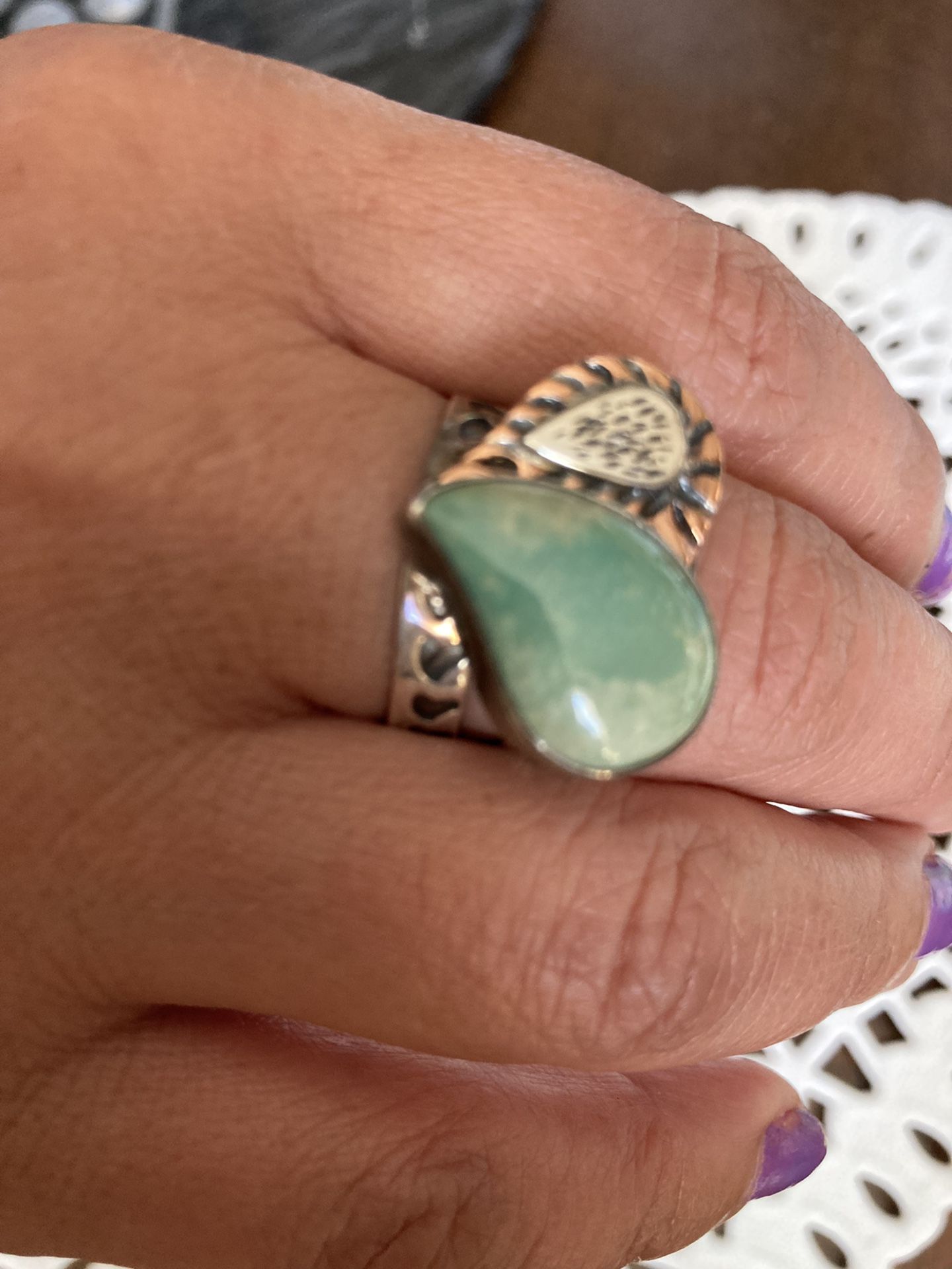 Green turquoise, Copper heart Jay King Stamped