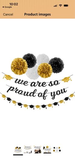Black red Gold Party-Decoration Graduation Banner - 8pcs Kits Cap Garland Streamers, Paper Tissue Pom Poms Flowers,We are So Proud of You Grad Graduat