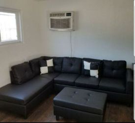 sofa modern black 3 pc