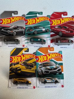 Hot Wheels Honda Civic Complete 5 Car Set 2025 EG EF Si Type R JDM New