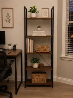 Modern Industrial 5 Shelf Bookcase