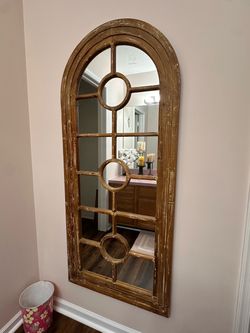 Large Arched Window Pane Wall Mirror