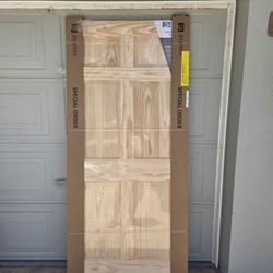 Brand New 36W x 80H Natural 6-panel Smooth Solid core Unfinished Pine Wood Slab Door