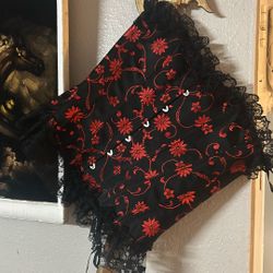 Black And Red Floral Corset 