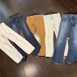 Women’s size 2 Jean bundle brands include express gap and wild fable