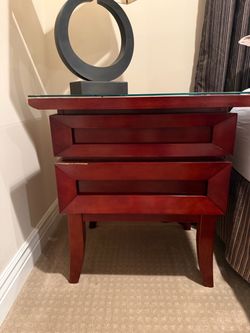 Z Gallerie Cherry Wood Nightstands - End Tables Glass Top