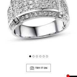 Size 10 1/2 Men's Diamond White Gold Wedding Band