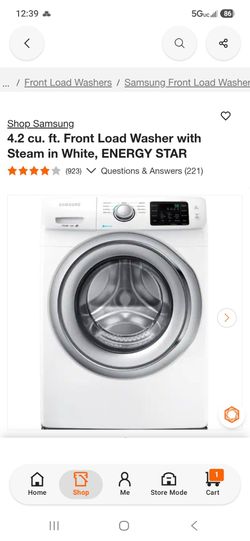 Samsung 4.2 cu. ft. Front Load Washer with Steam in White, ENERGY STAR