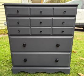 Tall Dark Gray Wood Dresser