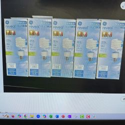 Lot Of 5 GE Reveal Dimmable 100w 26 Watt CFL Light Bulbs 9 Year Life New