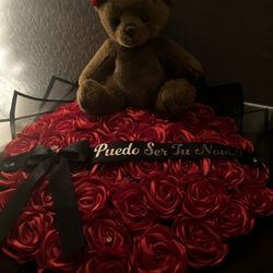 Red Rose And Teddy Bear Set 