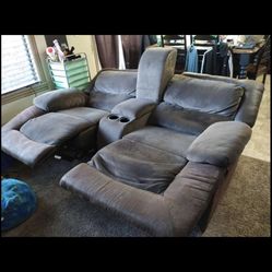 Microfiber couch and loveseat set with recliners bought from RC Willey