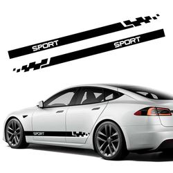 2 pcs Sport Decals Stripes, 71" x 4", Vinyl for Cars Trucks and Suv's. Black, Red & White.