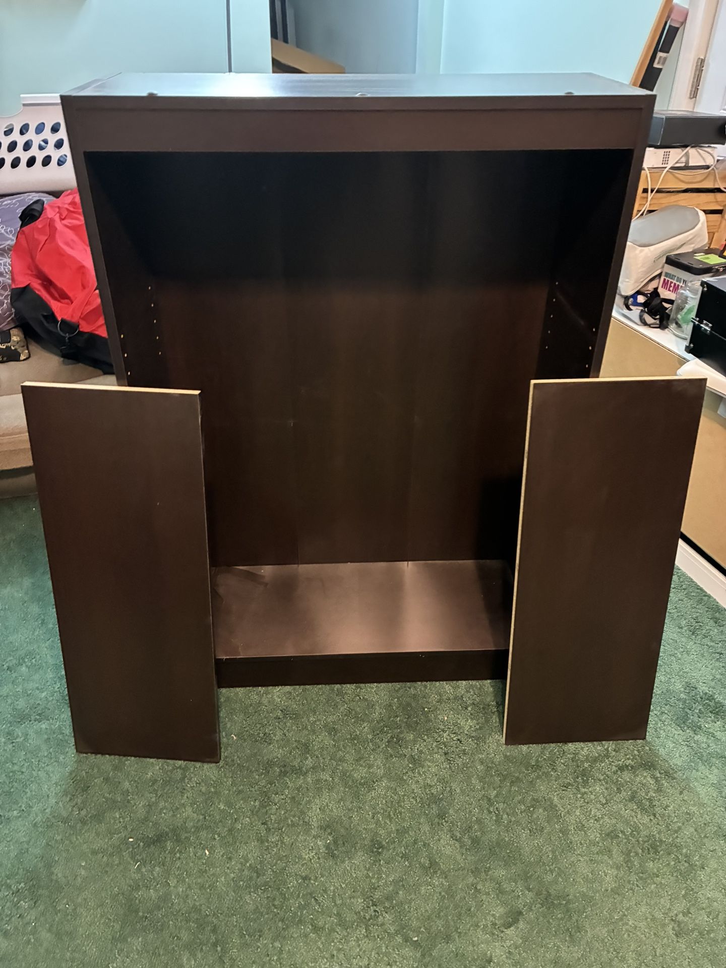 Brown Wooden Shelf Table – Two-Tier Storage