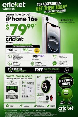 🔥 iPhone 16e for $79.99 + Top Cricket Wireless Accessories! Switch & Save Today 📱⌚🎧