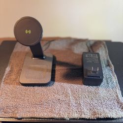 15W Wireless iPhone & AirPods Charging Stand w/ Extra 5W Pad + Power Adapter (Like New)