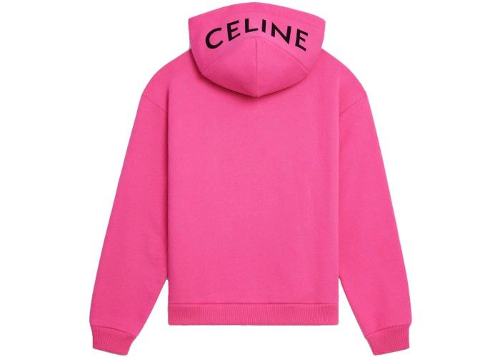 Celine Designer Hot Pink Hoodie logo On Brim Of Hood