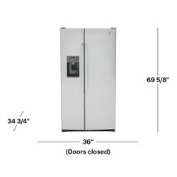 ❄️NEW GE 25.3 Cu.Ft Side-by-Side Refrigerator w External Ice & Water - Stainless GSE25GYPFS Warranty